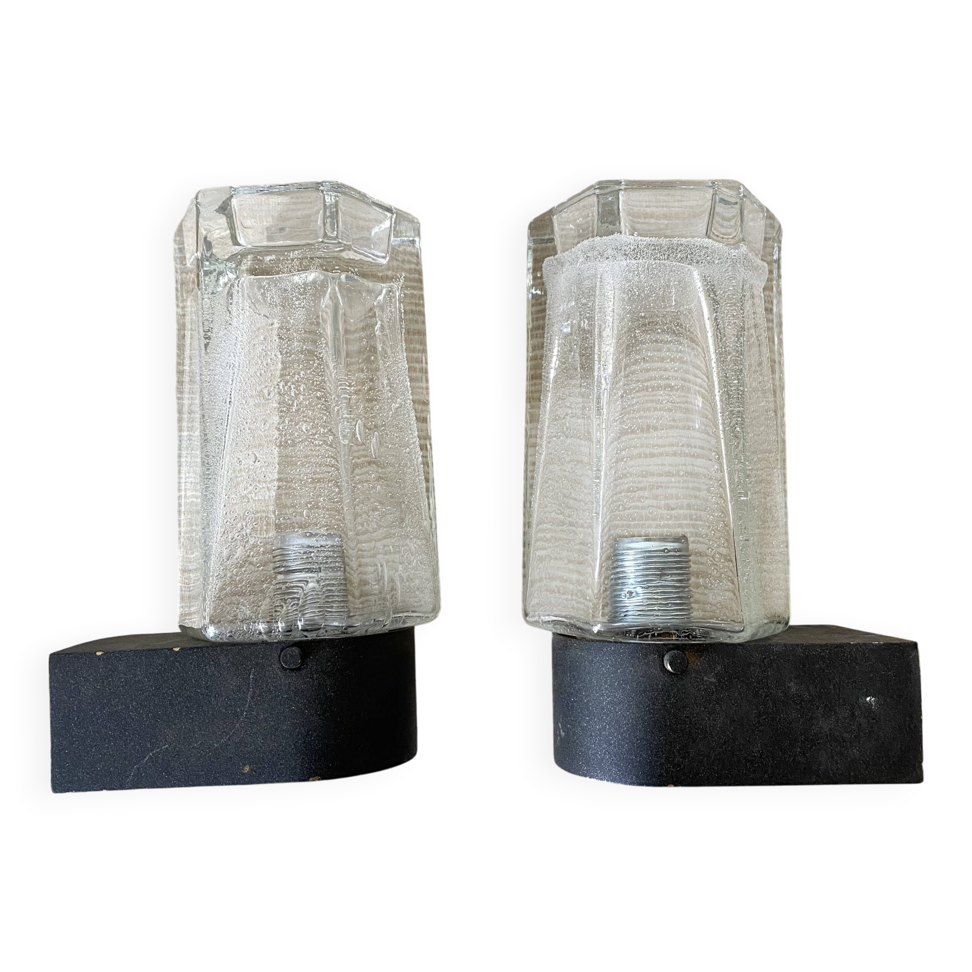 Pair of vintage Glashütte Limburg wall lights