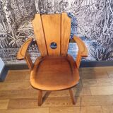 Brutalist armchair in solid wood