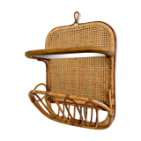 Mid-century bamboo and glass shelf with magazine stand, circa 1960, italy