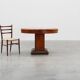 Oval Art Deco Side Table in Walnut with Marble Top by De Coene, Belgium