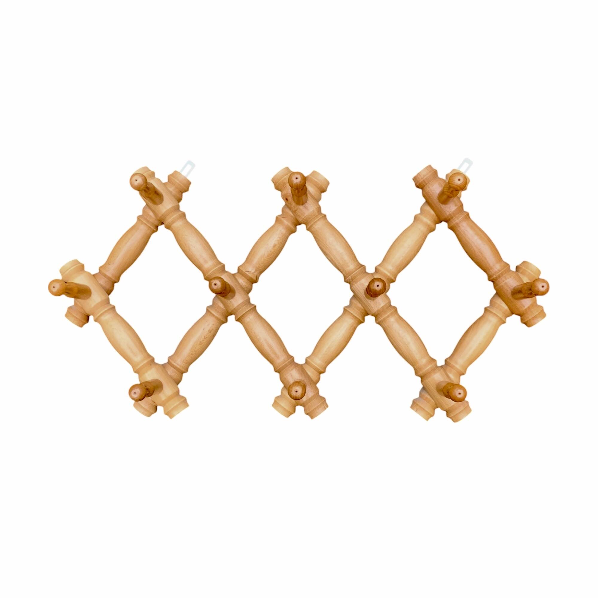 Vintage wooden accordion coat rack