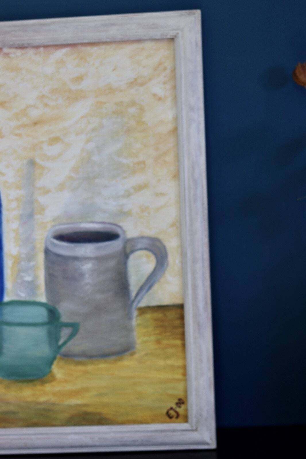 Swedish Mid-Century Oil on Canvas " Still life" Vintage and Framed