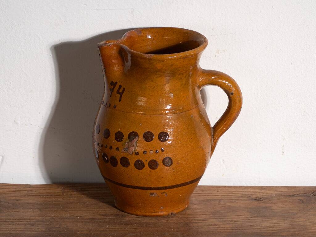 Old glazed ceramic jug – Central Europe, 1974