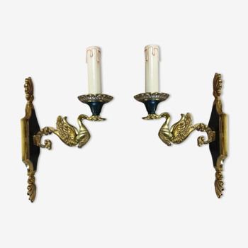 Pair of Wall Lamps with An Empire Style Light Arm