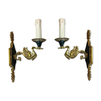 Pair of Wall Lamps with An Empire Style Light Arm