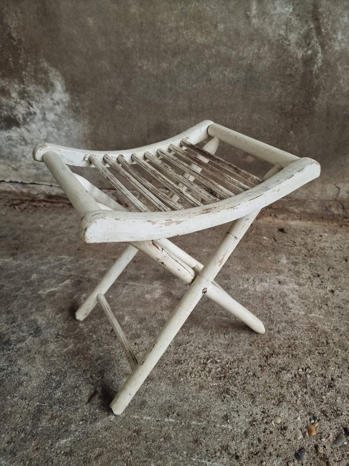 Vintage stool folding stool chalk white