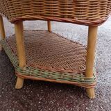 Table basse - Osier - Rotin - vert rouge brun