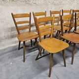 Lot of 9 1960s Campagarde bistro chairs