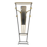 Wall-mounted coat racks in black and gold lacquered metal, circa 1950-1960