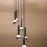 Large mid-century cascade chandelier in chrome