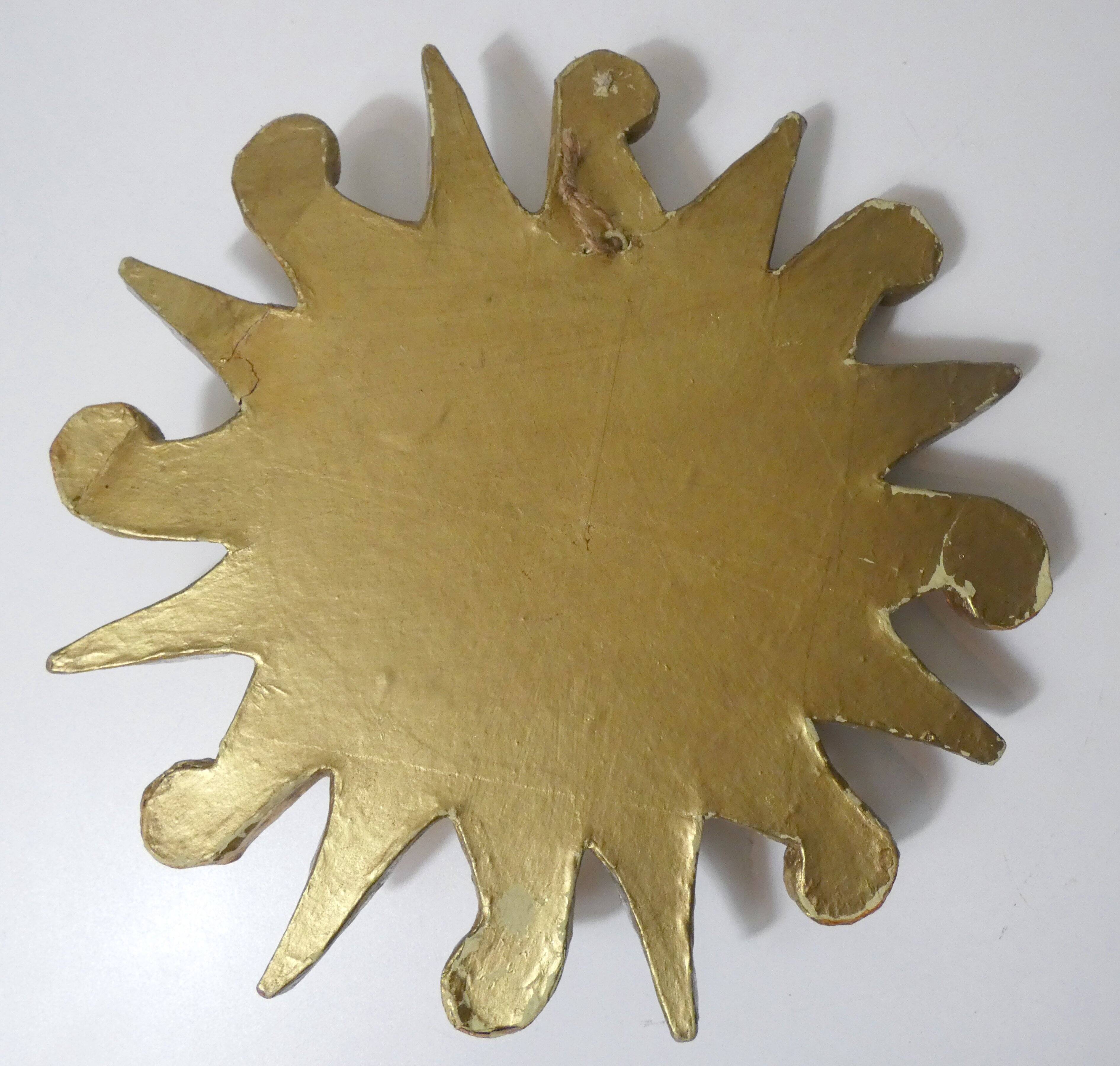 Vintage Gold and Silver Sun Relief Wall Sculpture