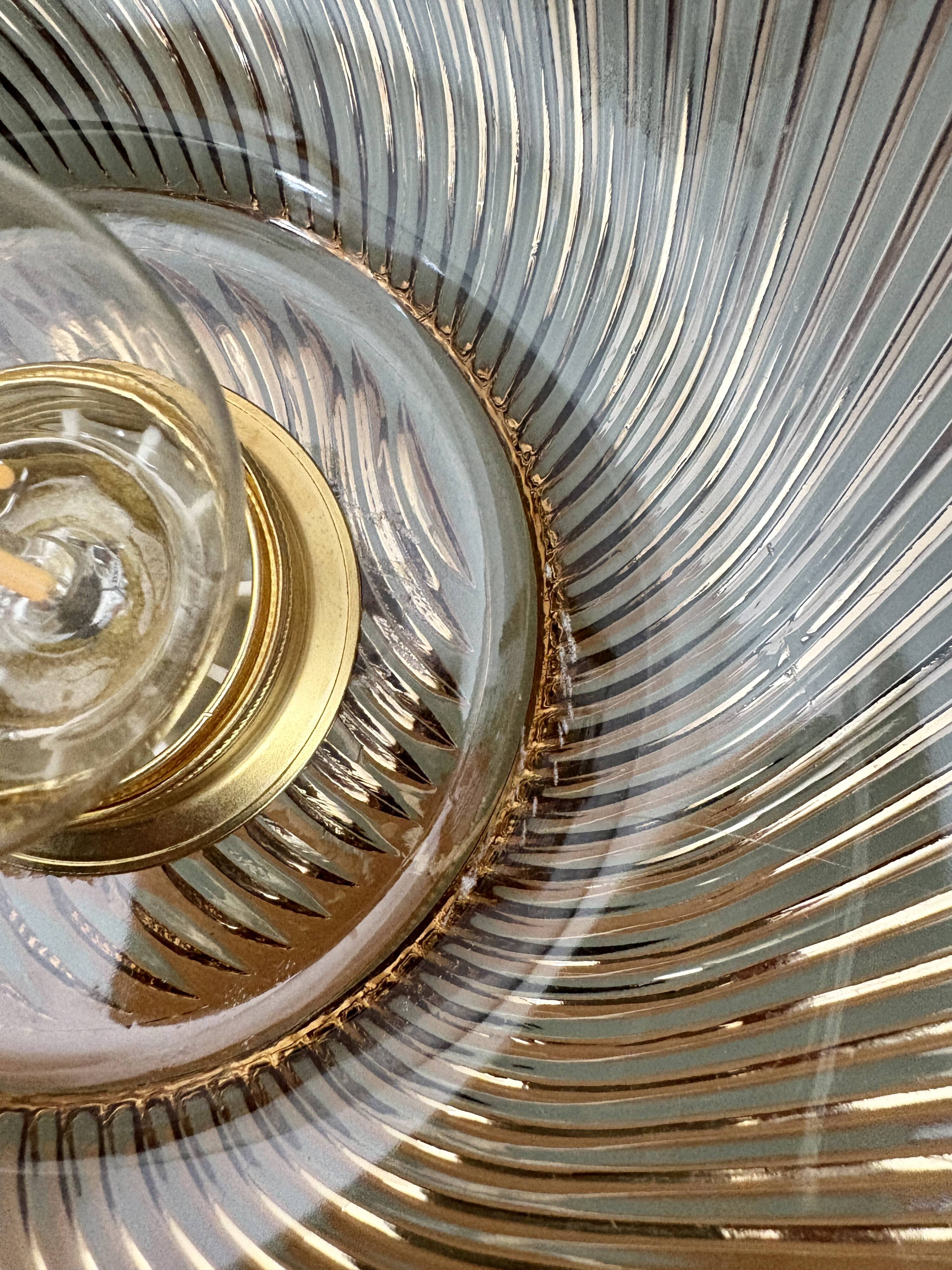 Vintage amber molded glass lampshade pendant light - tableware collection -