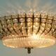 Glamorous 1960s mid century ceiling lamp ceiling fixture brass and glass