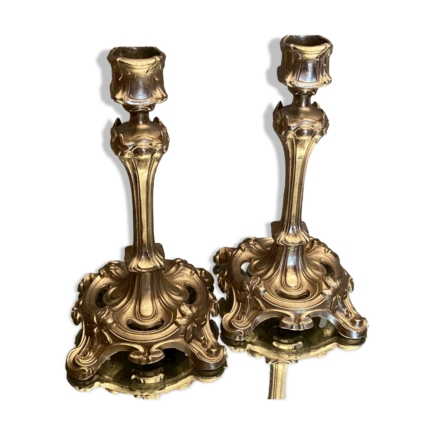 Pair of candlesticks in silver regulation art nouveau early twentieth century