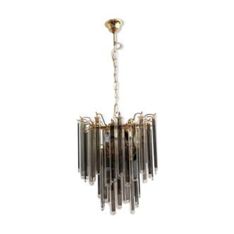 Ceiling lamp with rigid vertical crystals 1970s