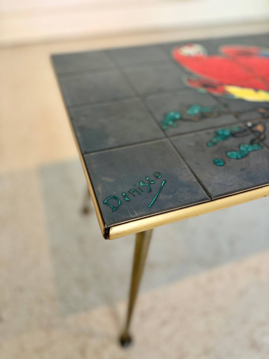 Vintage ceramic coffee table signed Denisco – 1960s/70s