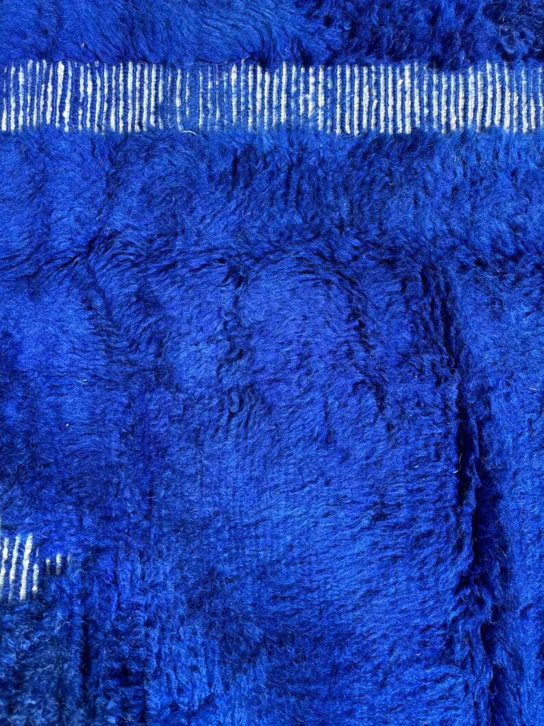 Handmade Moroccan rug blue 210x300 cm – | Geometric rug with checkerboard pattern | Boho vintage interior decoration