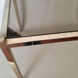 Glass-gold metal sofa tray smoked glass 70/80s
