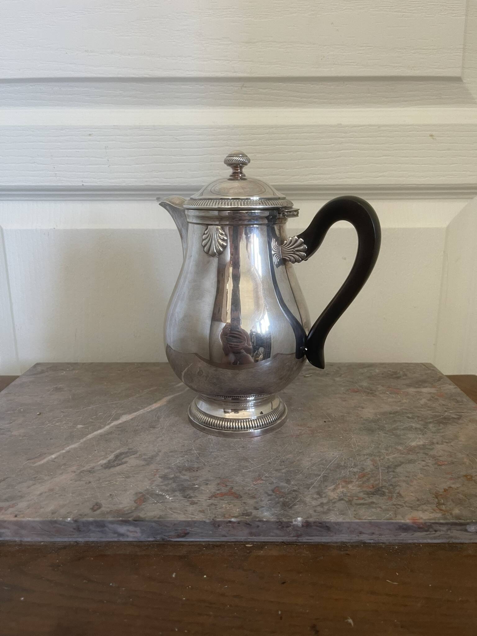 Ancien théière cafetière métal argenté boulenger coquillage coque