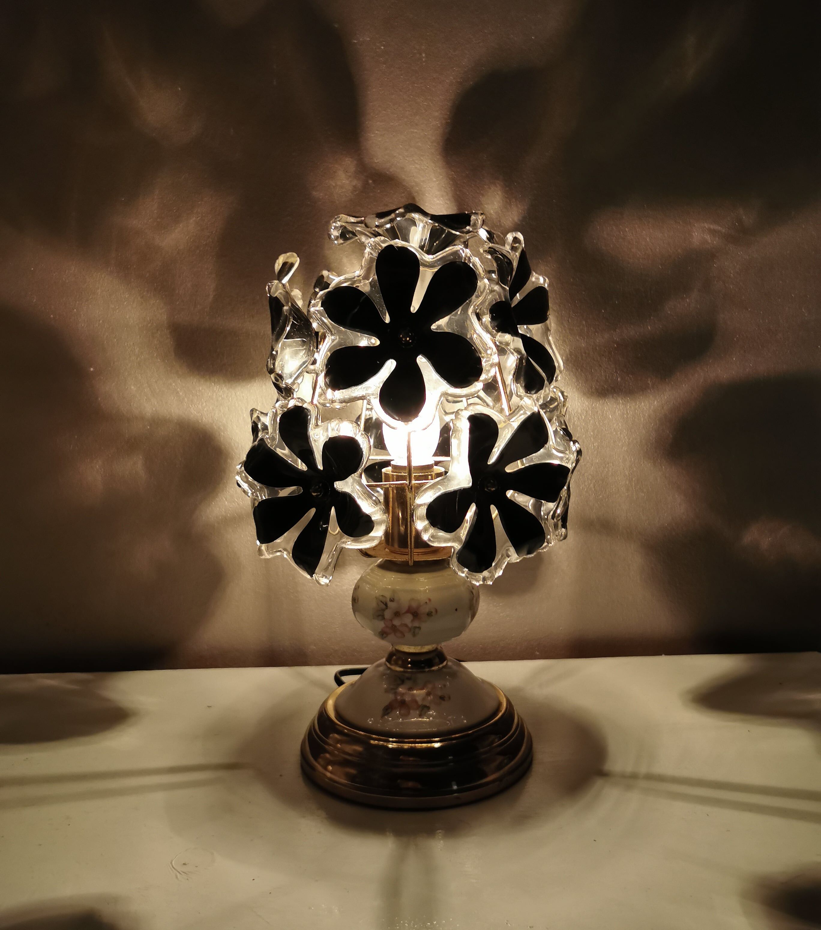 Table lamp with glass flowers, 80