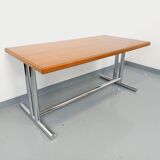 Vintage walnut and chrome metal desk from the 1970s.