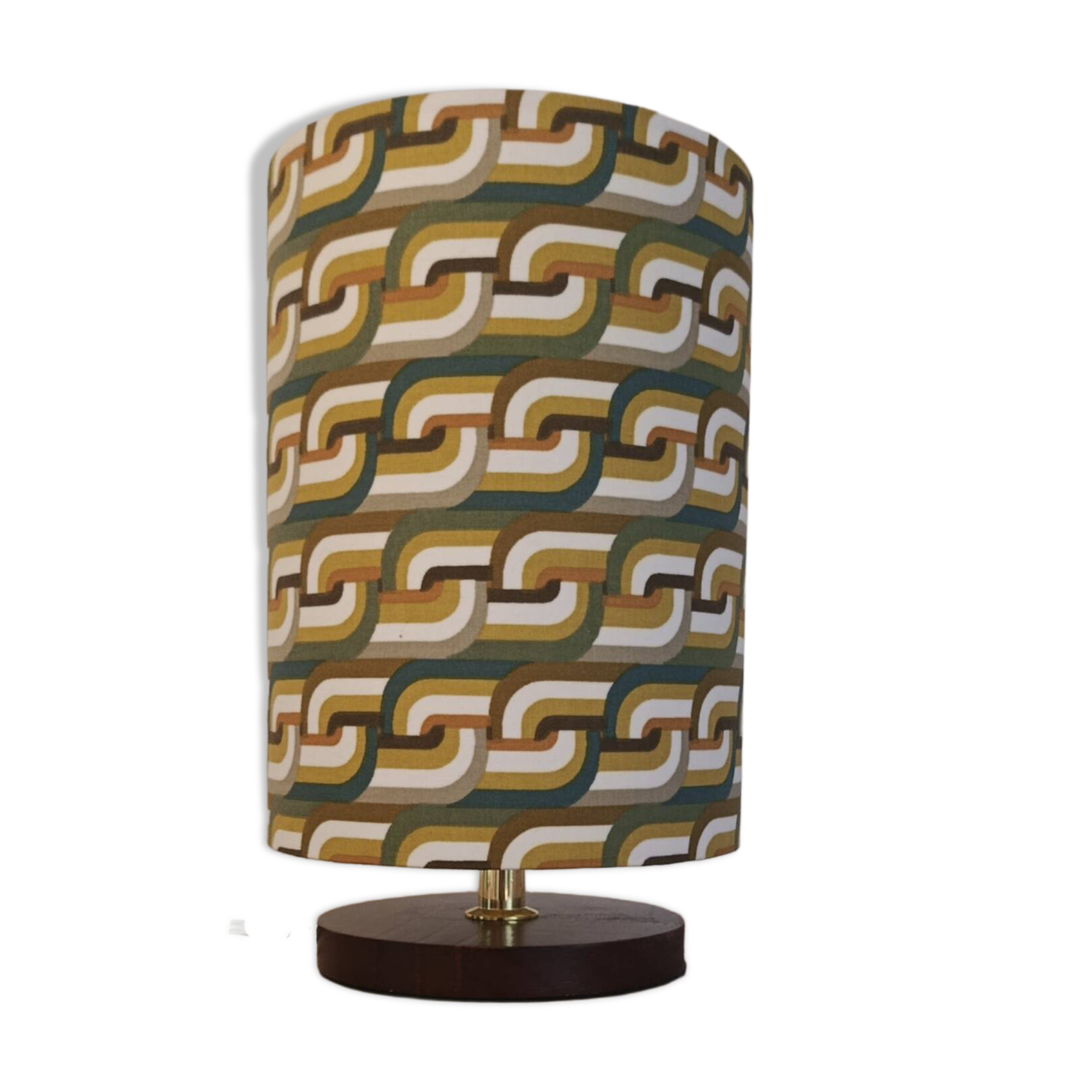 Vintage bedside lamp | psychedelic printed lampshade