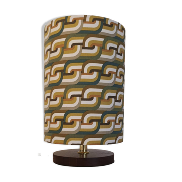 Vintage bedside lamp | psychedelic printed lampshade