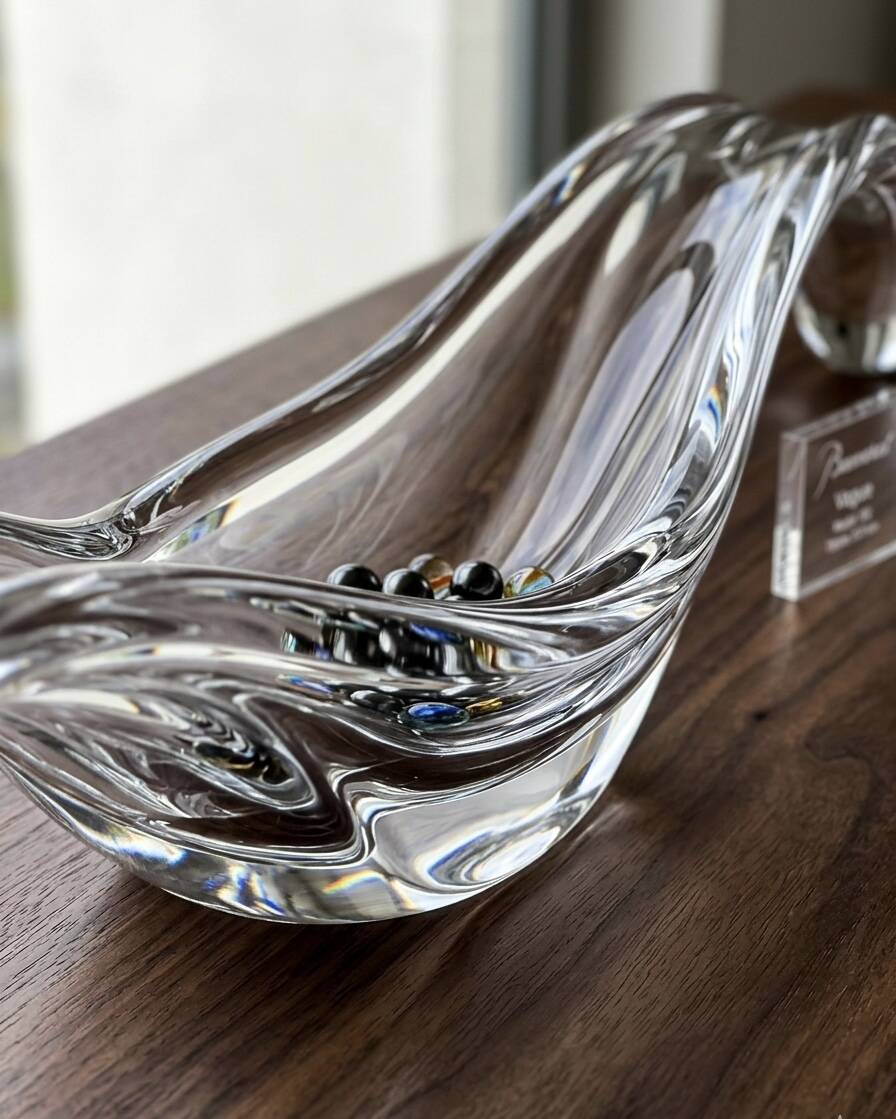 Monumental "Wave" coupe by Baccarat in solid crystal - 64 cm