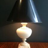 Ceramic lamp on a travertine base