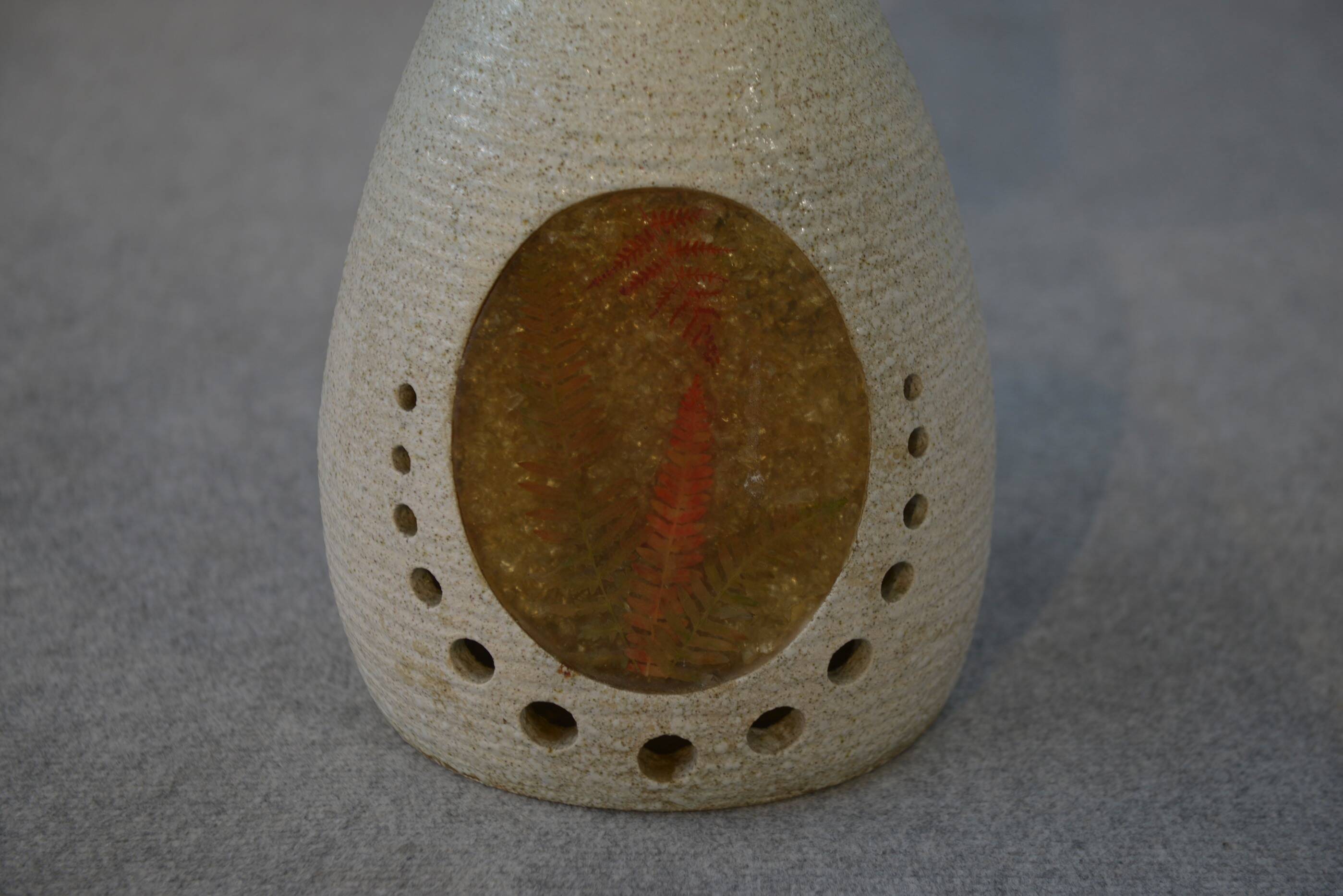 Accolay style lamp with tall beige shade, 1960s