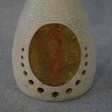Accolay style lamp with tall beige shade, 1960s