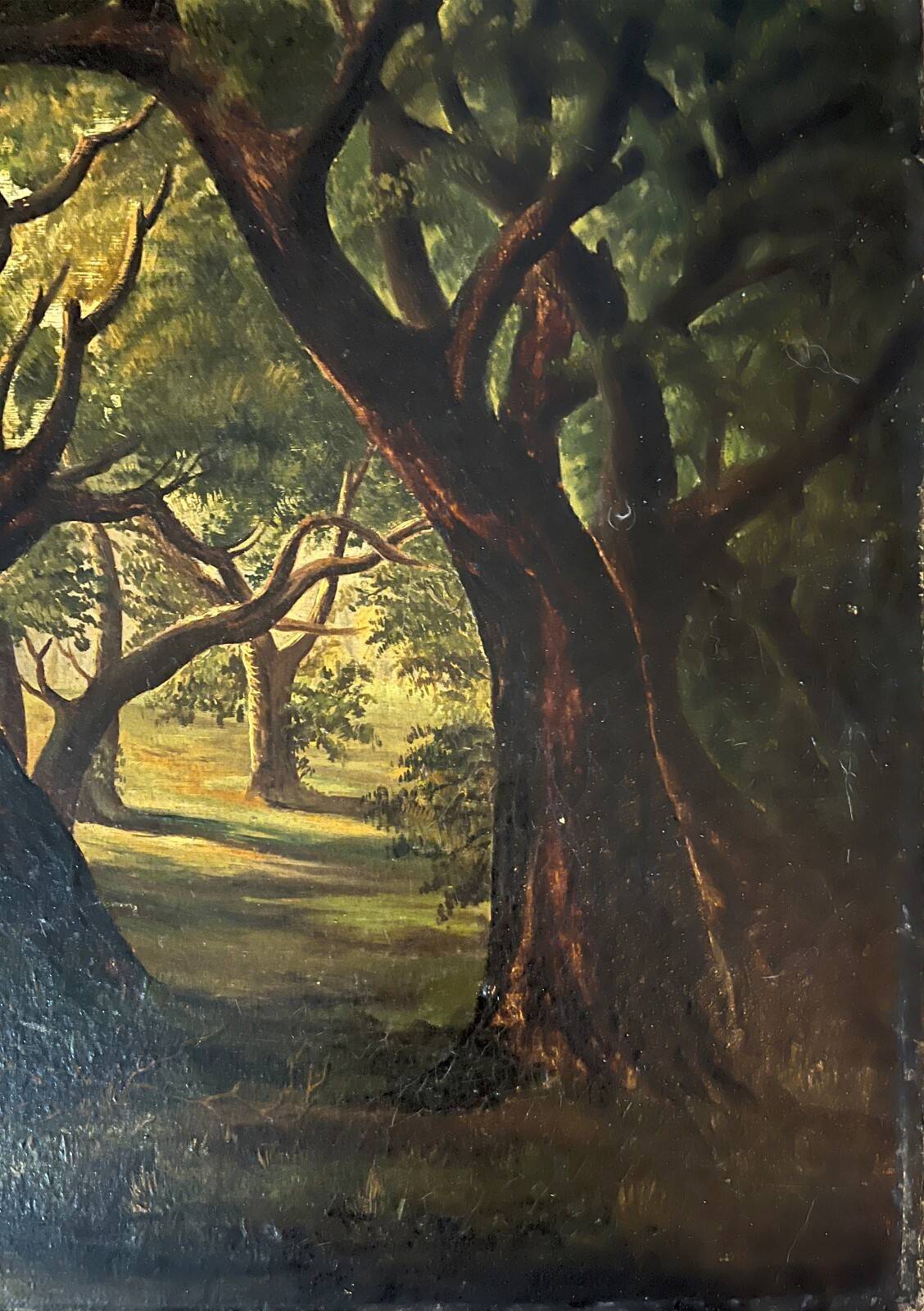 Tableau HST "Paysage pastoral animé vaches et couple" landscape XIX° siècle