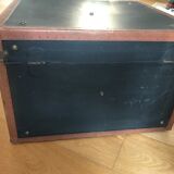 Old square travel trunk J Penet