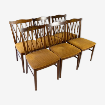 Set of six chairs in walnut 40s
