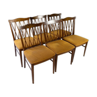 Set de six chaises en noyer années 40