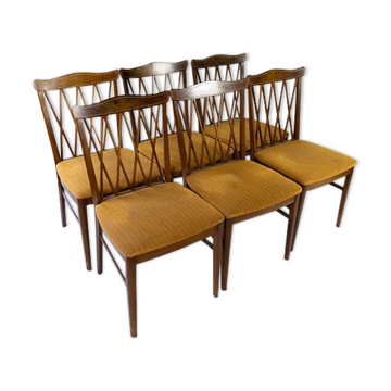 Set of six chairs in walnut 40s