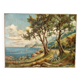 Oil on canvas Roquebrune-Cap-Martin, signed Émile Tatin