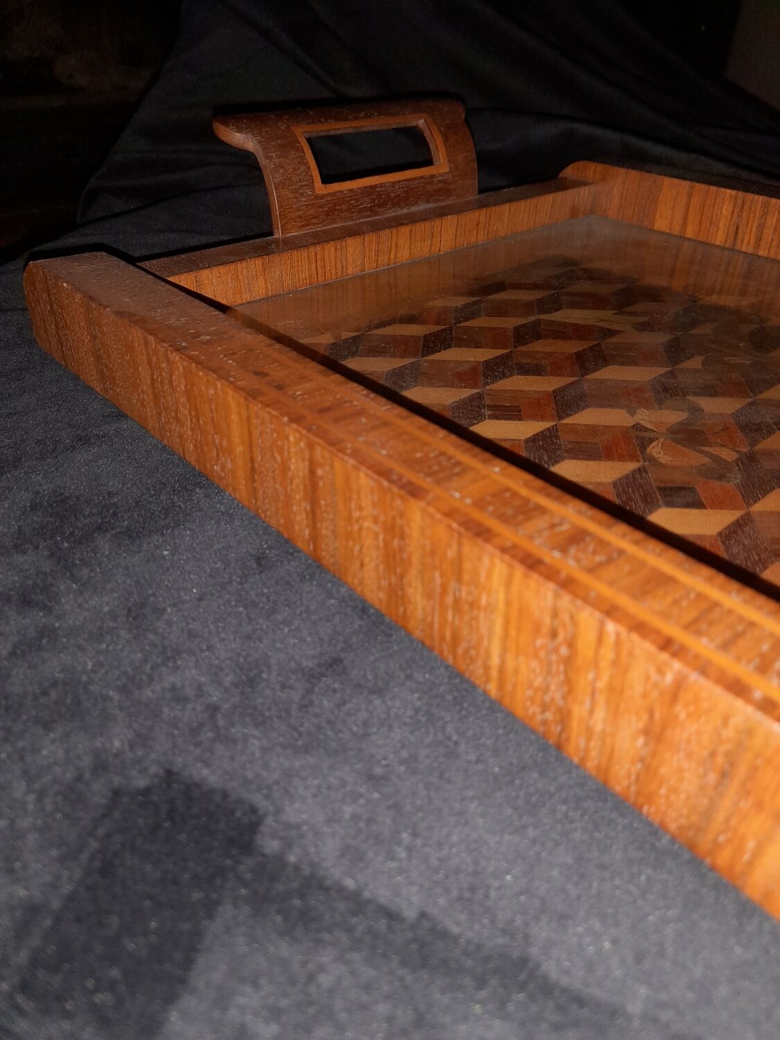 Marquetry serving tray.