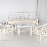 Salon en rotin blanchi
