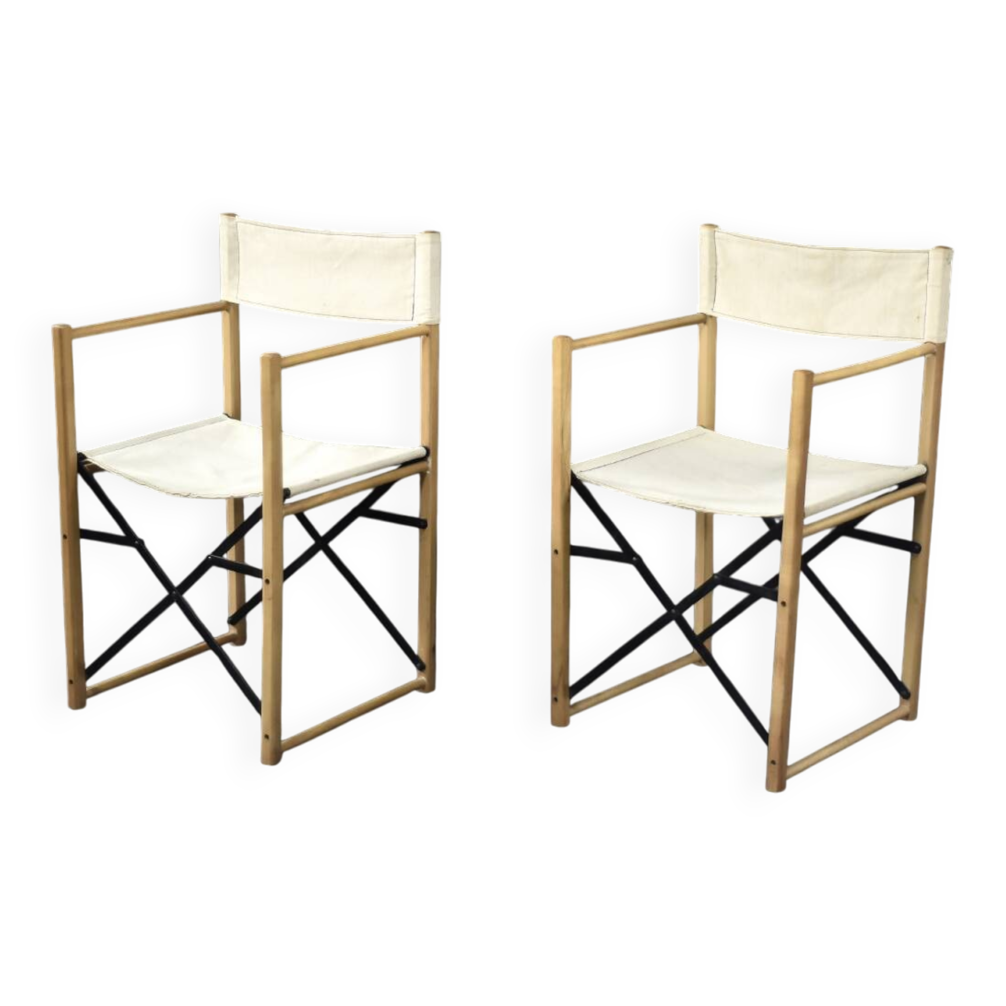 Vintage Mid-Century Scandinavian Modern Beech Safari Director's Chairs