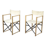 Vintage Mid-Century Scandinavian Modern Beech Safari Director's Chairs
