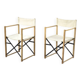 Vintage Mid-Century Scandinavian Modern Beech Safari Director's Chairs