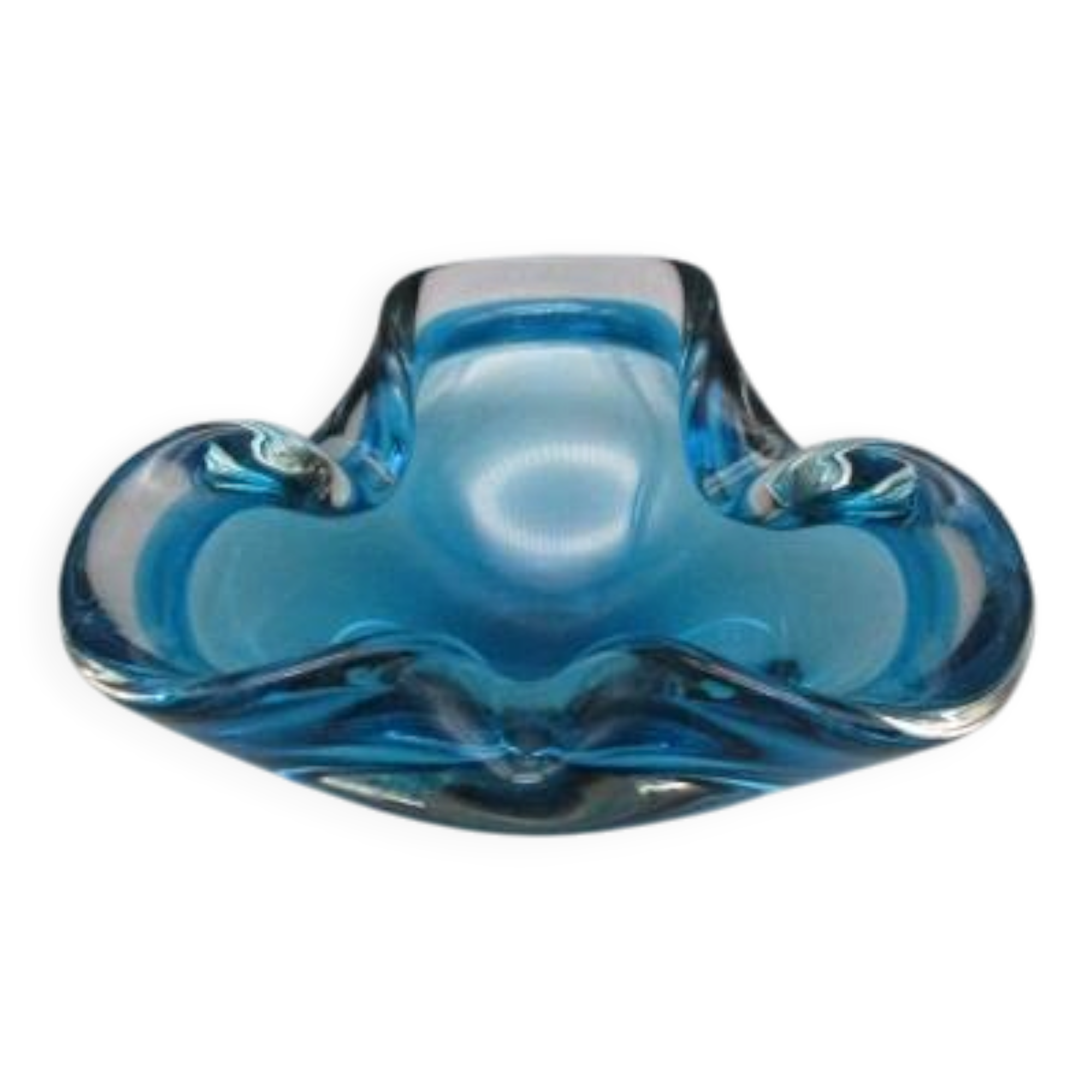 Vintage blue glass ashtray