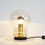 Wonderful 1970s bubble glass and brass table lamp by Glashutte Limburg