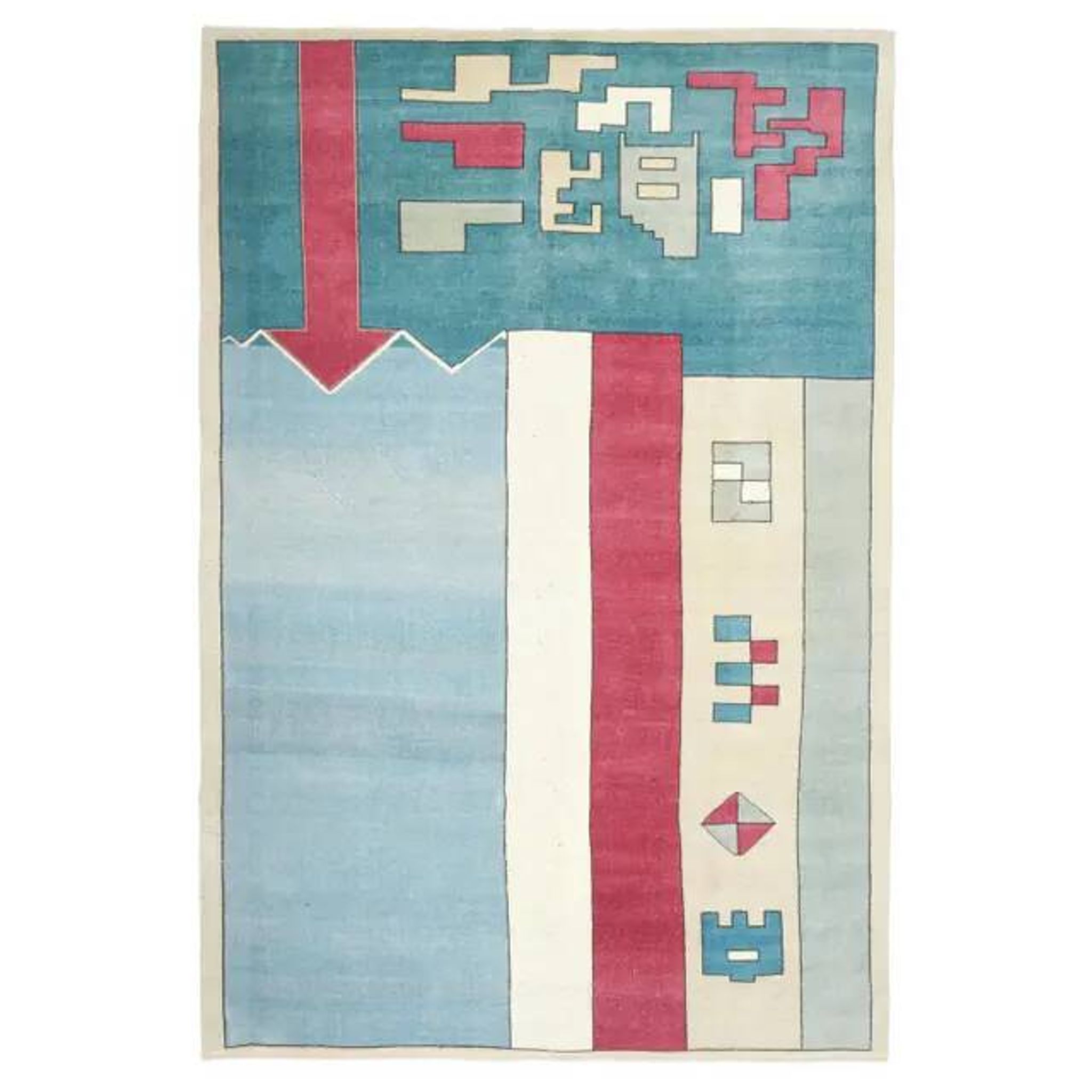 Vintage Turkish Oushak handmade wool cotton blue area rug 204x304