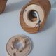 Pair of vintage wall lights in varnished pine and opal glass, 1970s-80s.