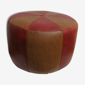 Round red/mustard pouf