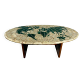 Table basse italienne design années 1950 onyx et marbre carte du monde