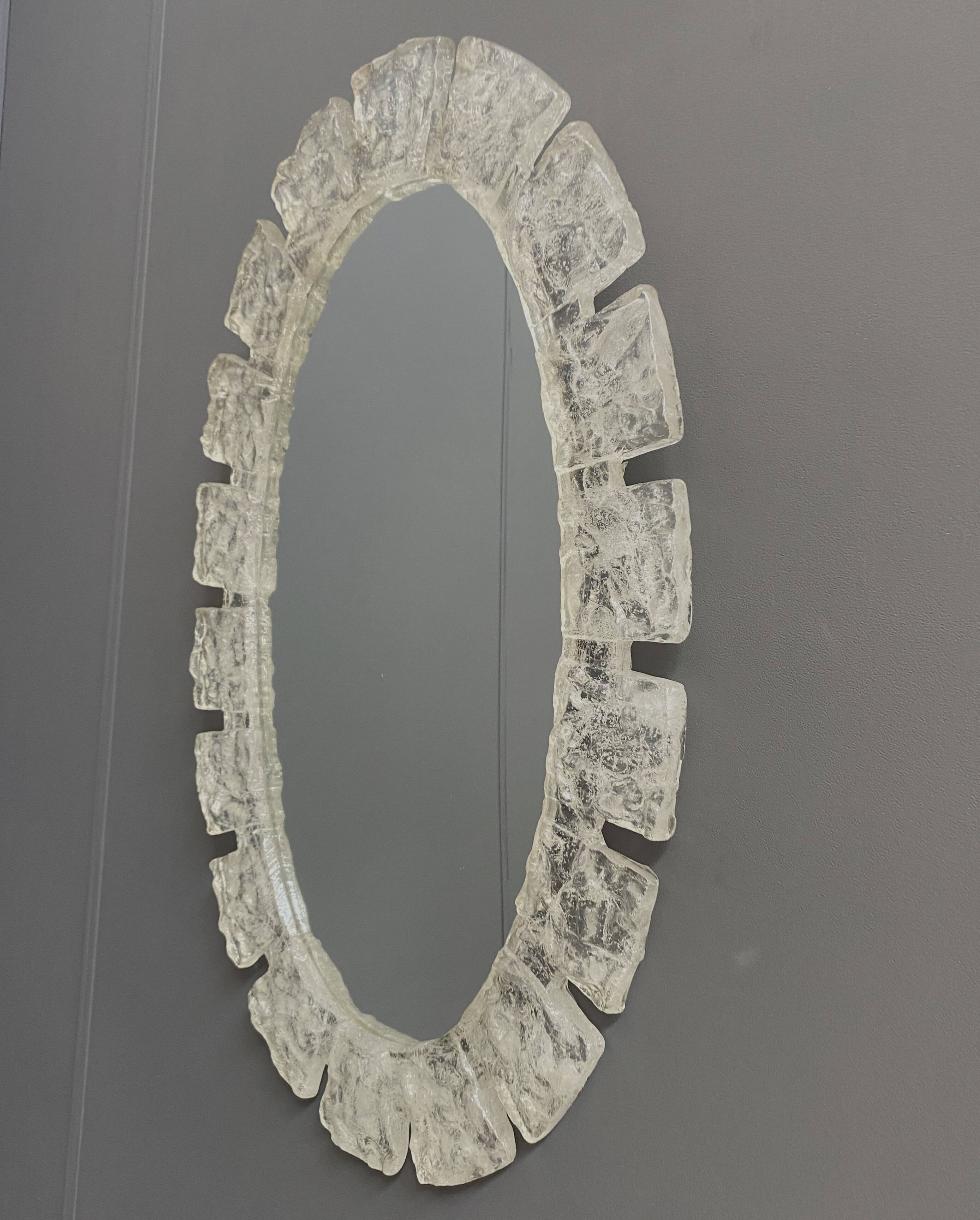 Large Oval Ice mirror by Egon Hillebrand 1970s