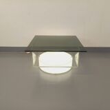 Vintage Italian square illuminated coffee table in glass and plexiglass